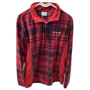 Mens Columbia Pullover Pine Ridge Quater Zip Sweater Small Plaid Casual Fleece